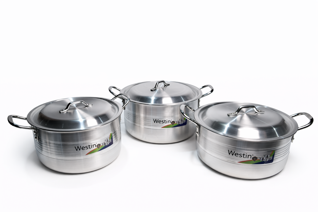 Westin 3-Piece Metal Finish Cooking Pot Set with Lids