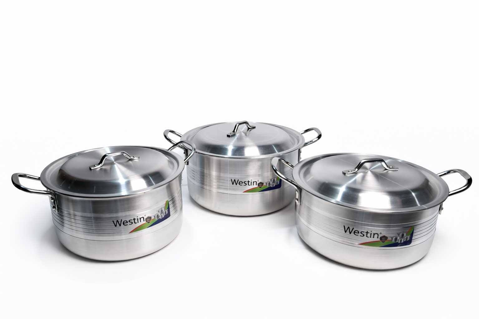 Westin 3-Piece Metal Finish Cooking Pot Set with Lids