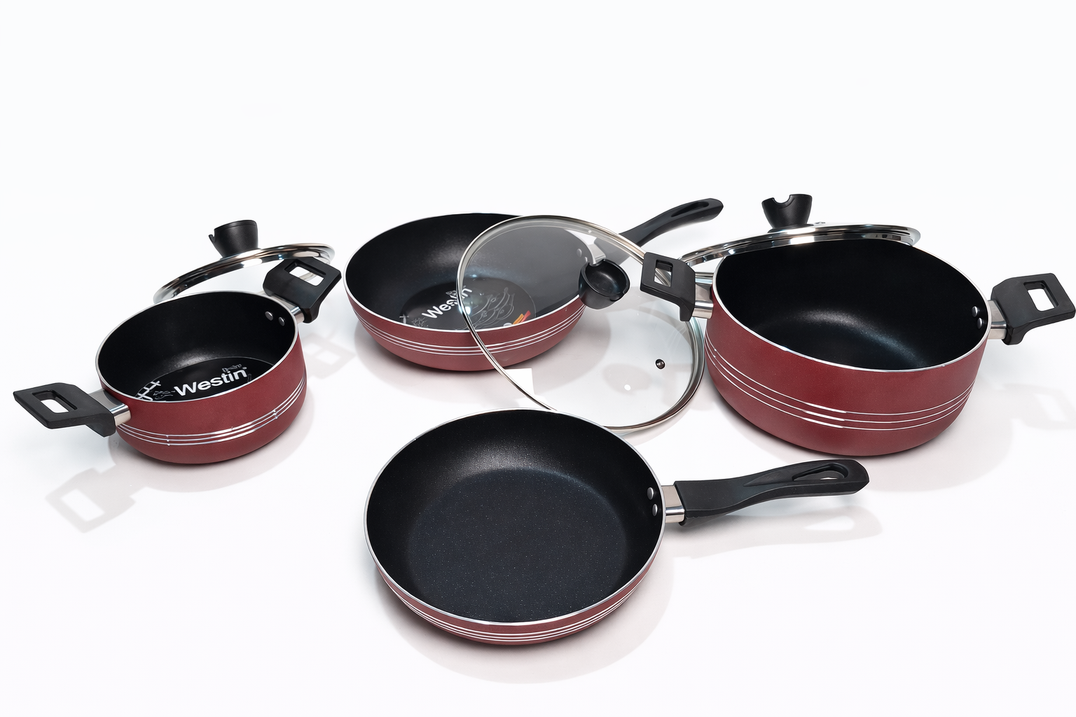 Westin Delight 13-Piece Marble Coated Non-Stick Cookware Set (Red)