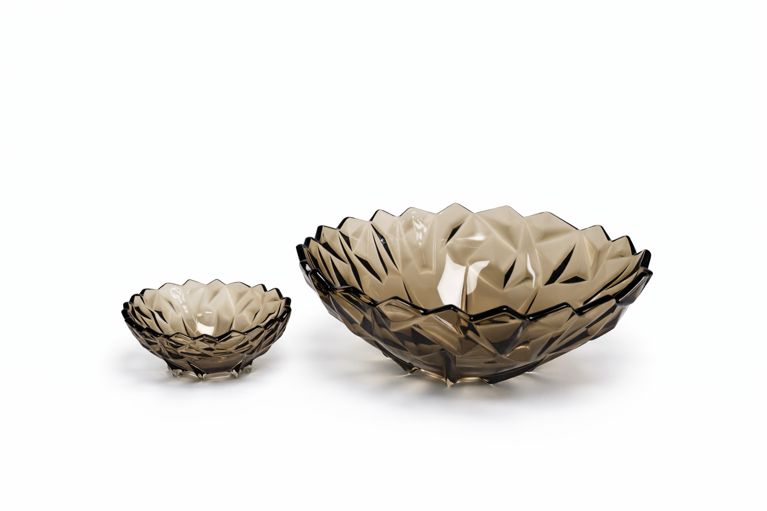 Smoked brown crystal bowl set 7pc