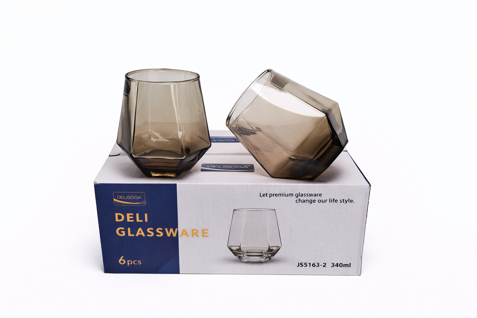 Delisoga Glass Tumbler Cup Set 6pcs