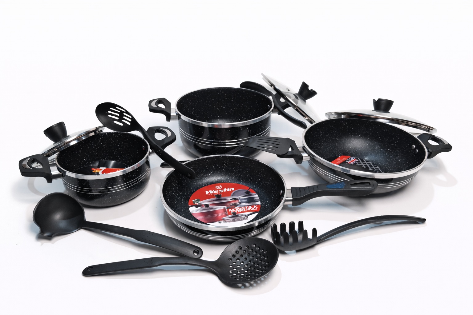 Westin Phantom 13-Piece Marble Coated Non-Stick Cookware Set (Black)