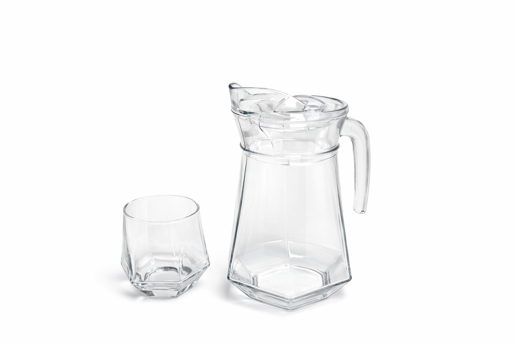 Deli Glassware - Water Jug Set with 6 Glasses 1 Jug
