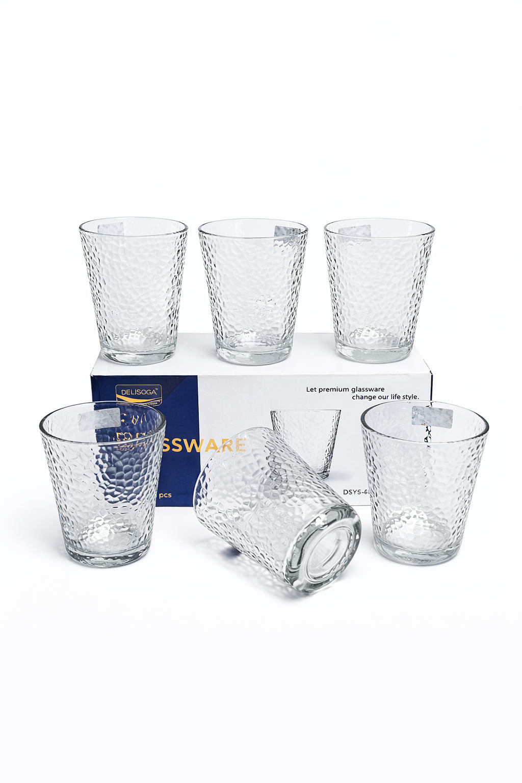 Delisoga Glass Tumbler Cup Set 6pcs