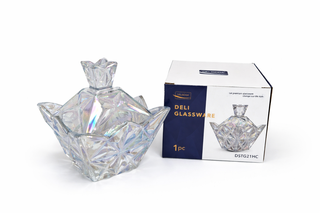 Iridescent crystal candy jar