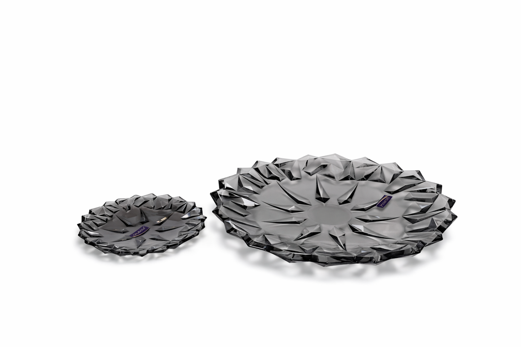 Delisoga Glass Cake Set (BLACK) 1 Large + 6 Plates