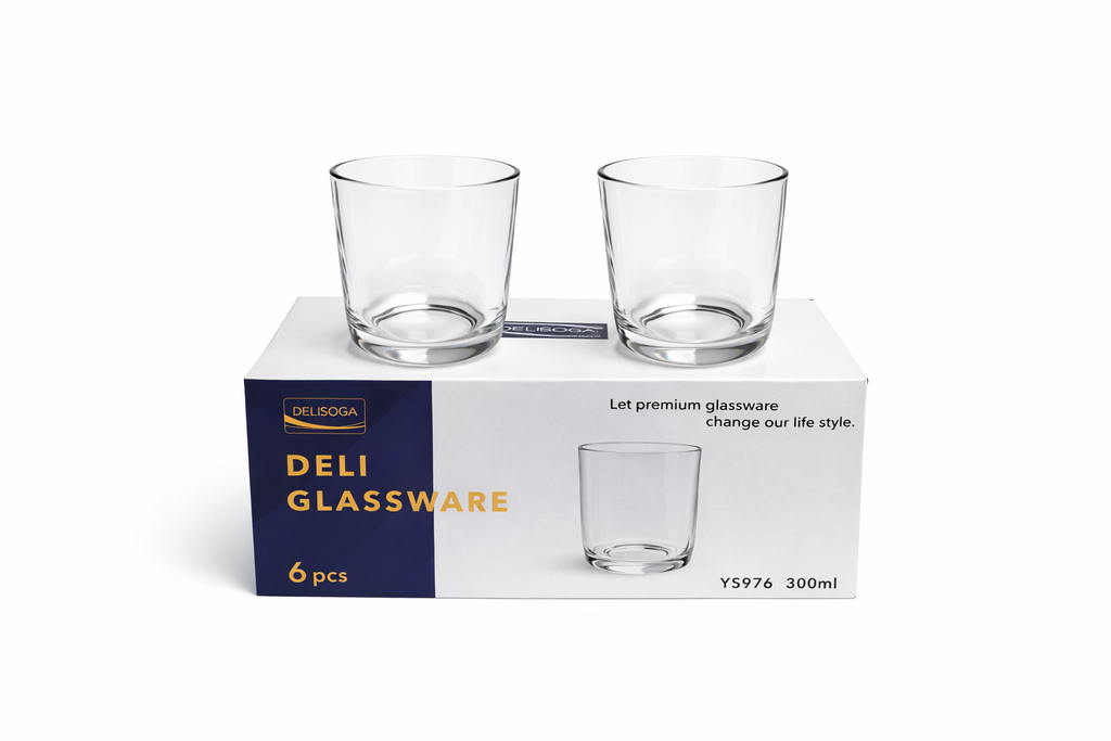 Delisoga Glass Tumbler Cup Set 6pcs