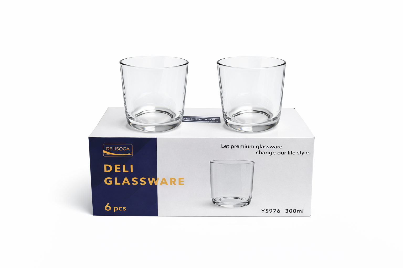 Delisoga Glass Tumbler Cup Set 6pcs