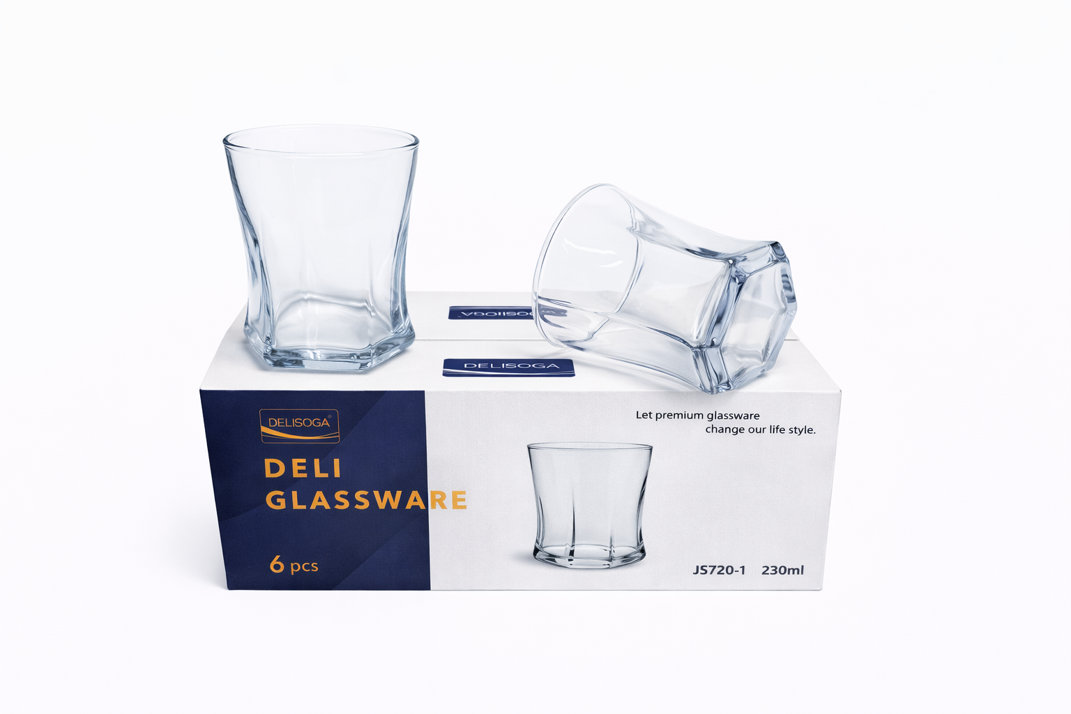 Delisoga Glass Tumbler Cup Set 6pcs