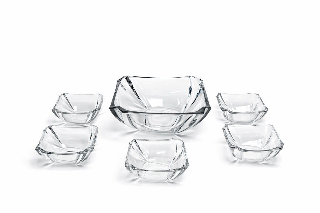 DELISOGA Crystal Glass Fruit Bowl Set 7pcs