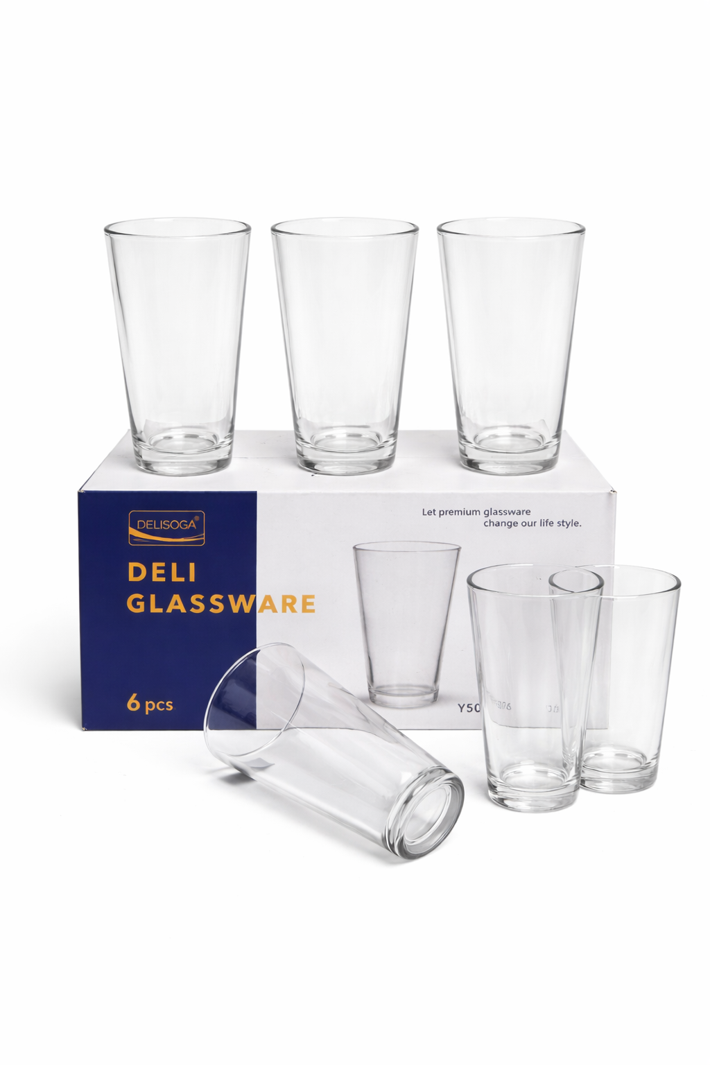 Delisoga Glass Tumbler Cup Set 6pcs