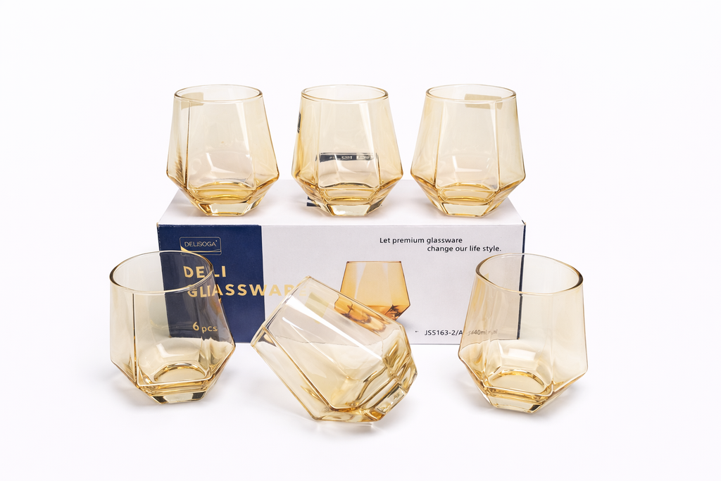 Delisoga Glass Tumbler Cup Set 6pcs
