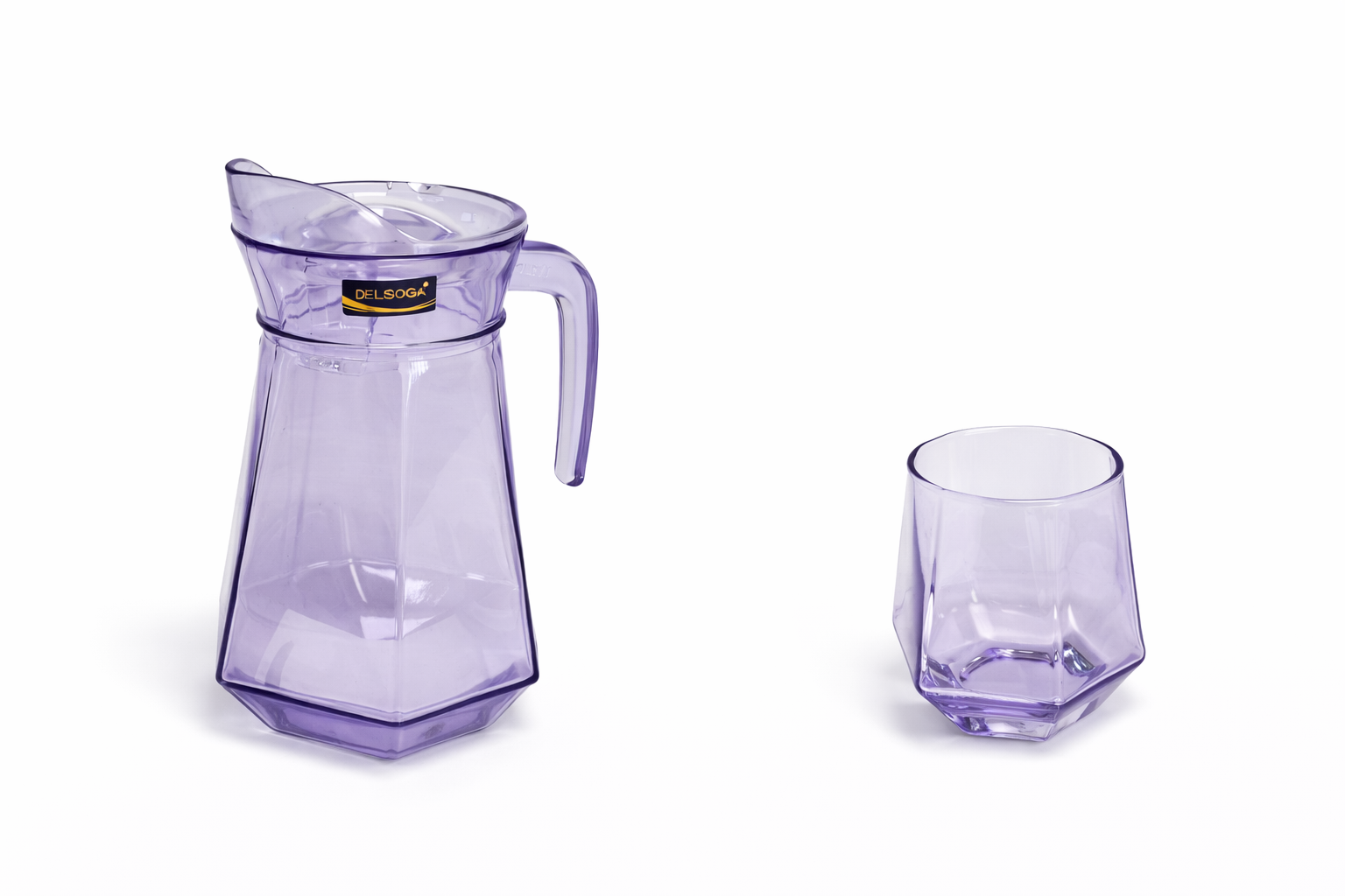 Deli Glassware - Water Jug Set with 6 Glasses 1 Jug (PURPLE)