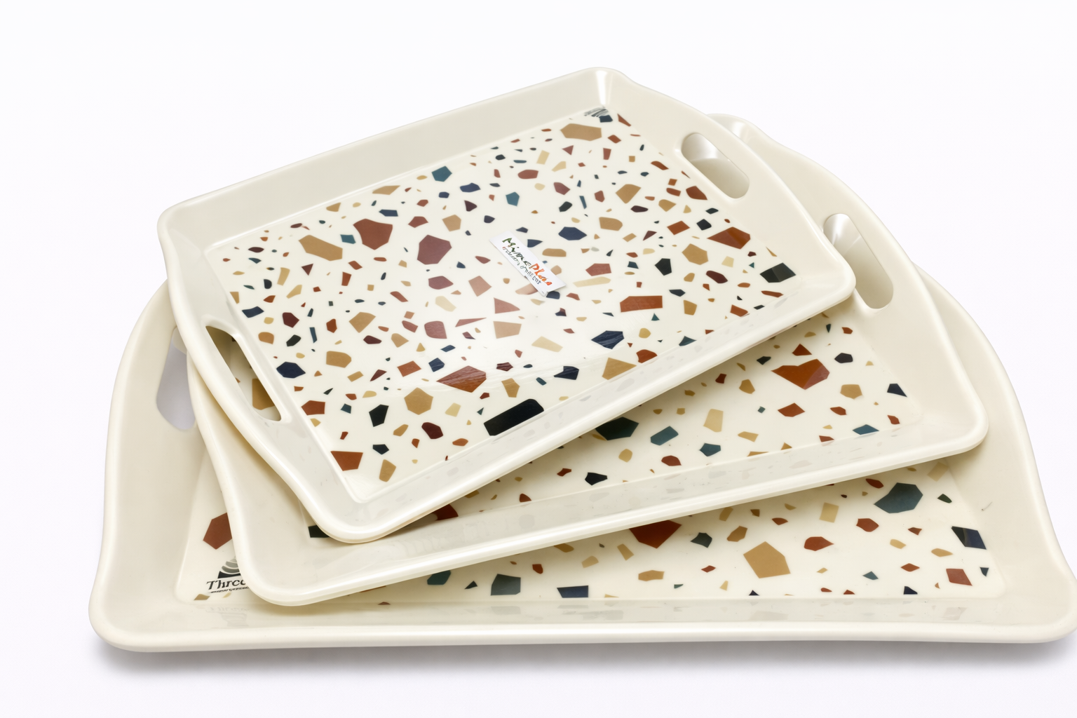 MinePlas Decorative Melamine Serving Tray – Terrazzo-Style Design