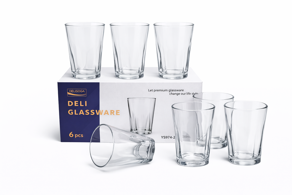 Delisoga Glass Tumbler Cup Set 6pcs