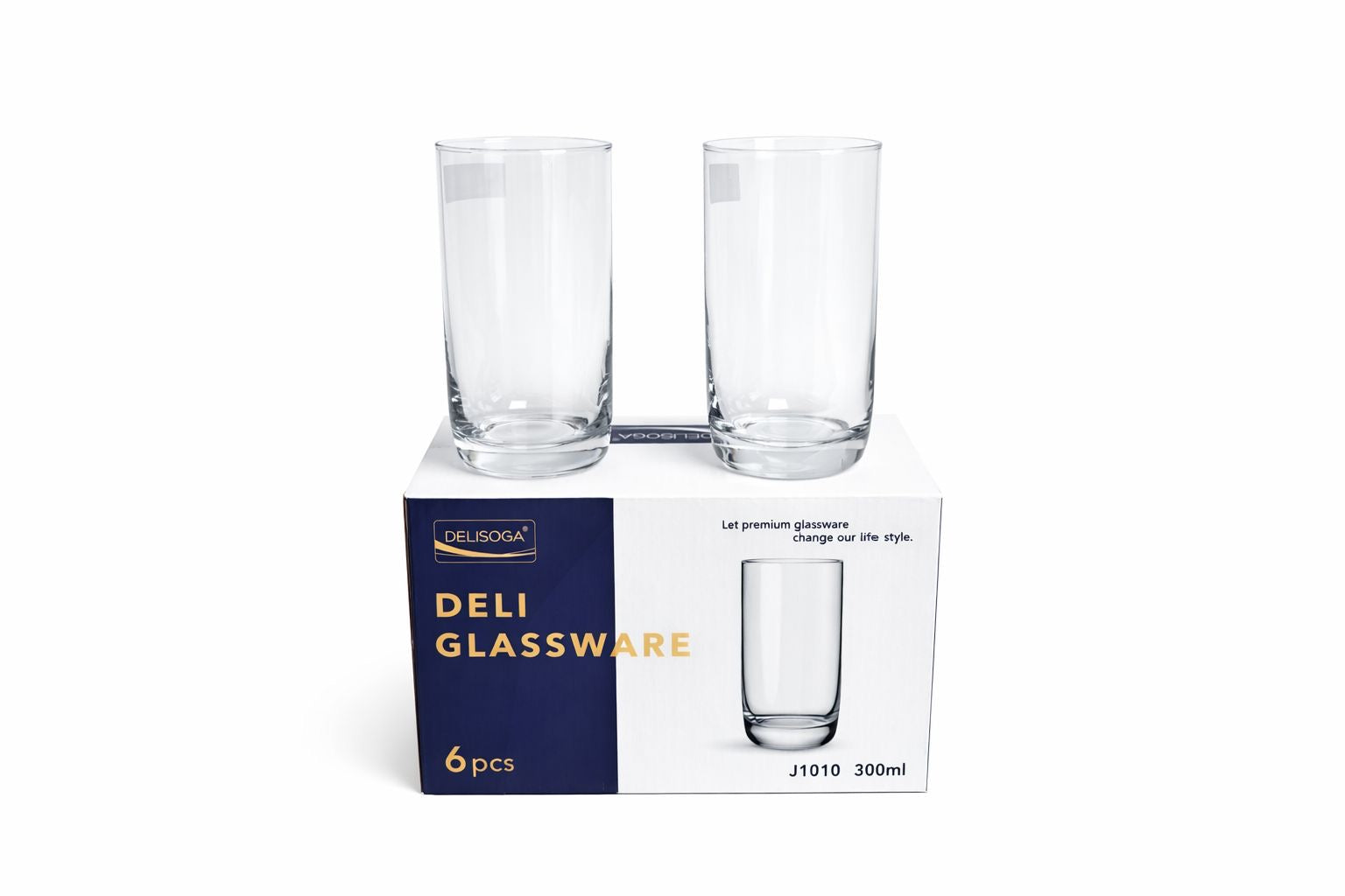 Delisoga Glass Tumbler Cup Set 6pcs