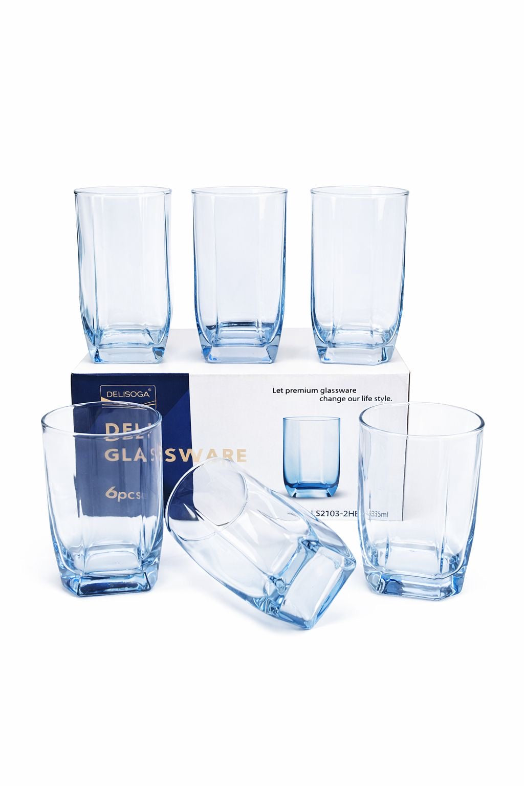 Delisoga Glass Tumbler Cup Set 6pcs