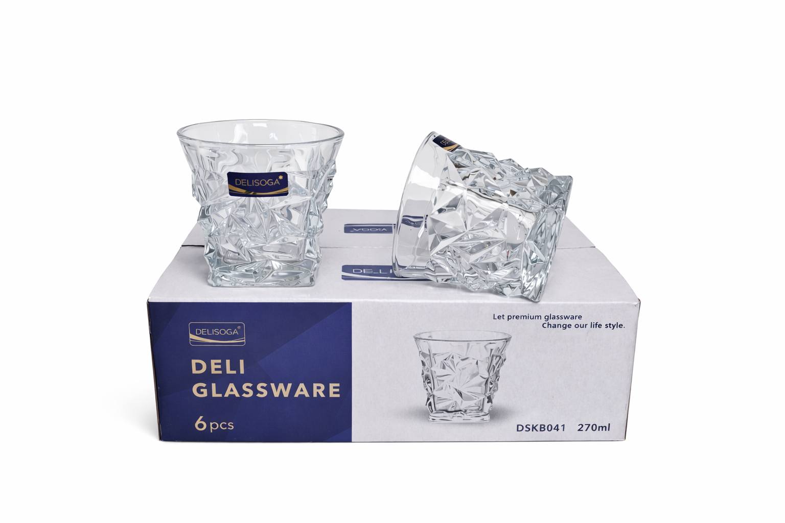 Delisoga Glass Tumbler Cup Set 6pcs