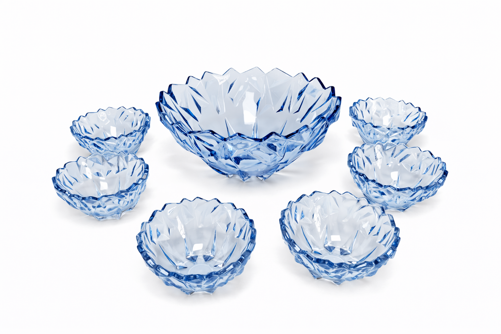 Blue crystal Bowl set 7pc