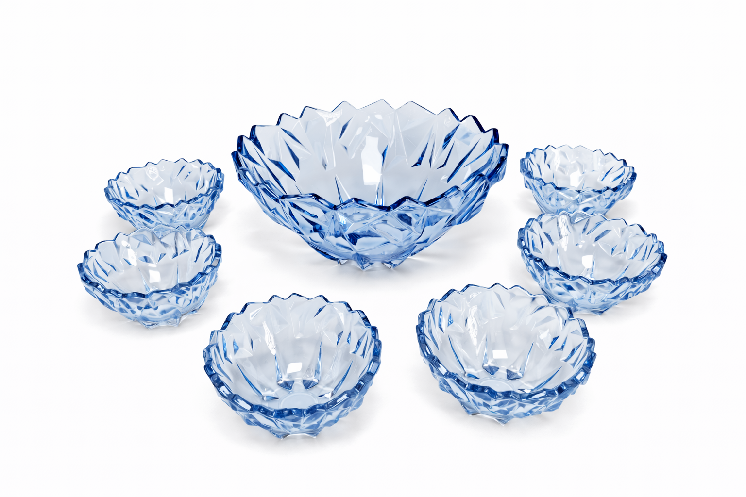 Blue crystal Bowl set 7pc