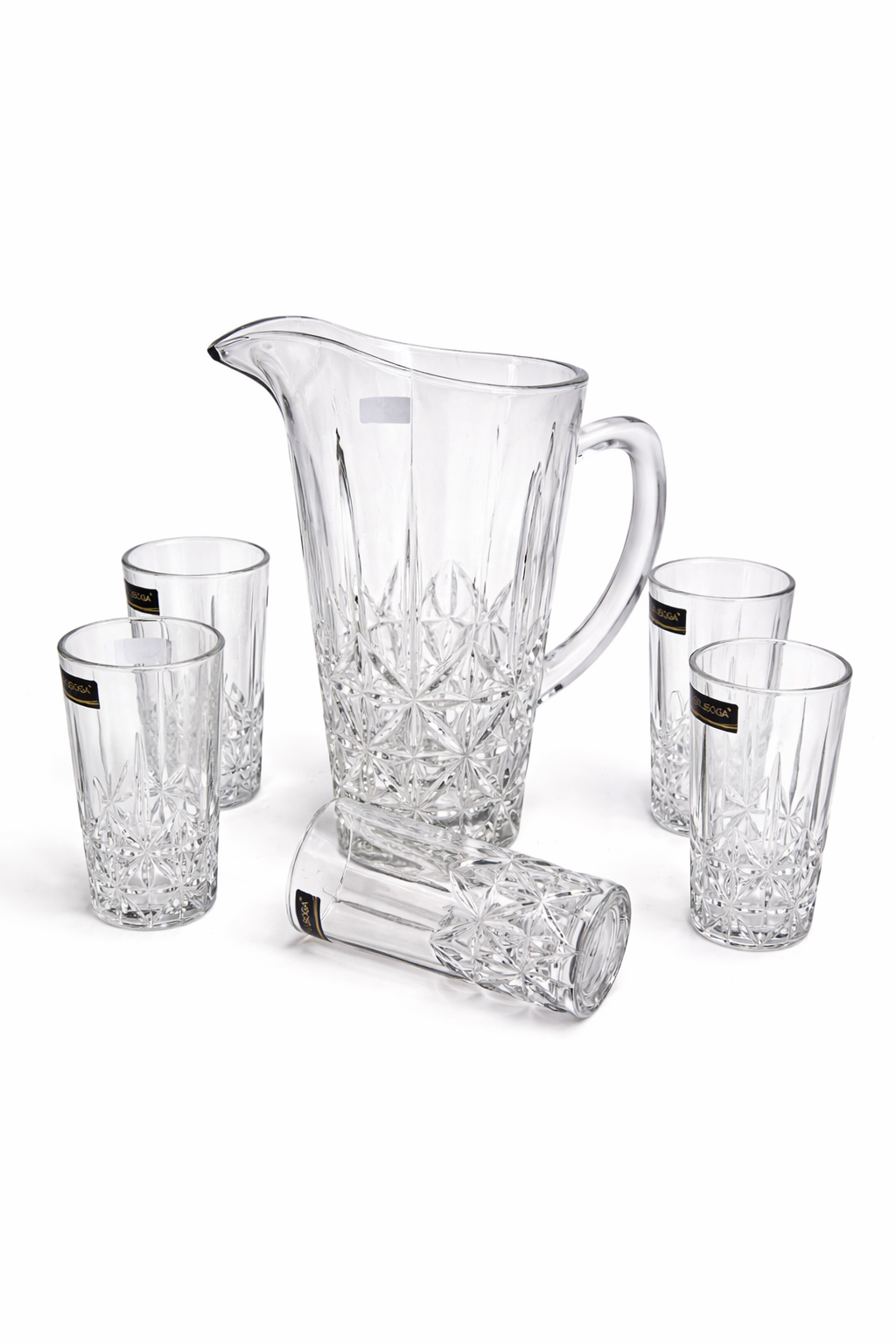 Deli Glassware - Water Jug Set with 6 Glasses 1 Jug