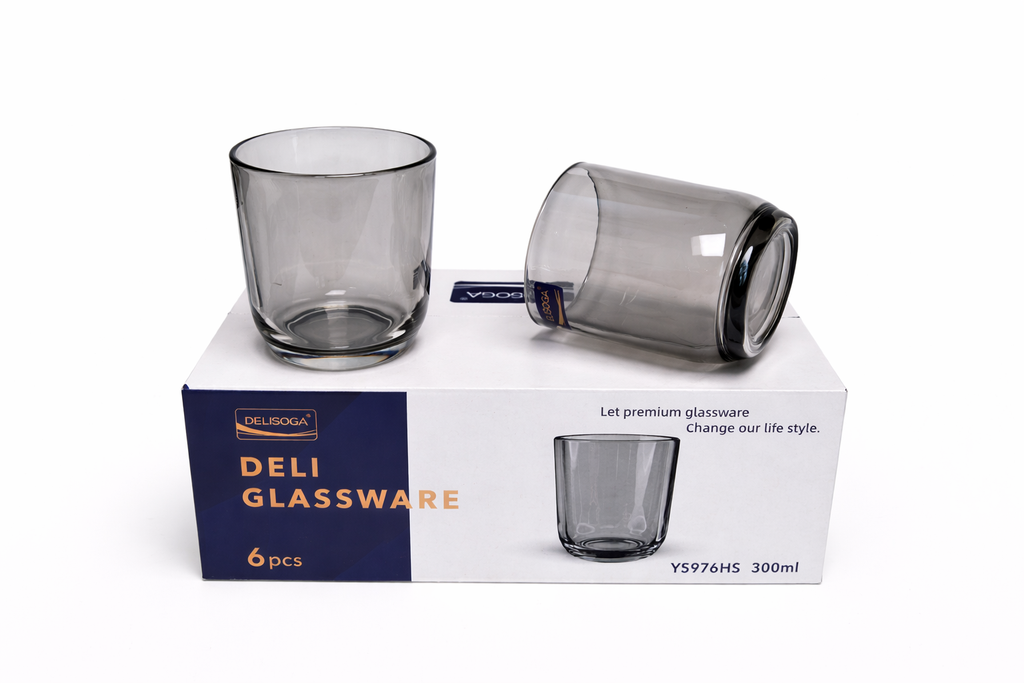 Delisoga Glass Tumbler Cup Set 6pcs (GREY)