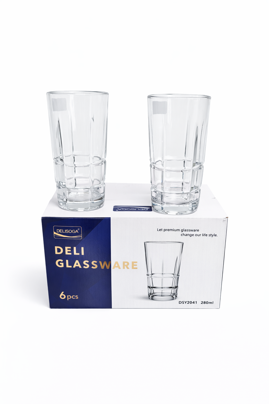 Delisoga Glass Tumbler Cup Set 6pcs
