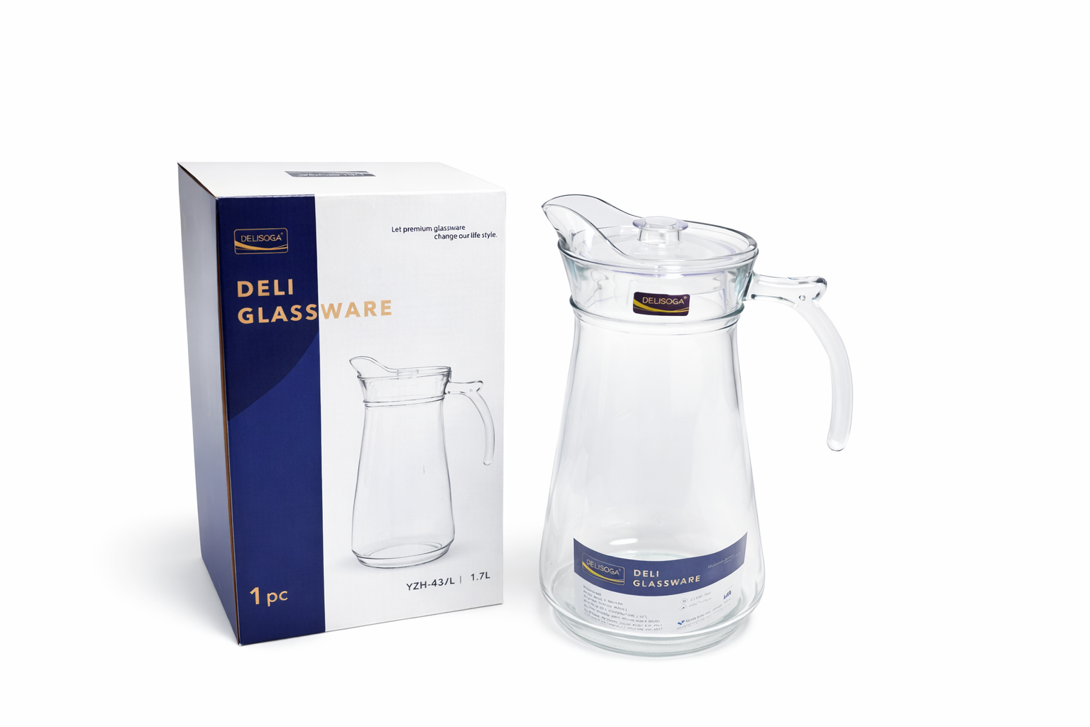DELISOGA Glassware Crystal Glass & Pitchers Jug (1.7 L) (pack of 1)