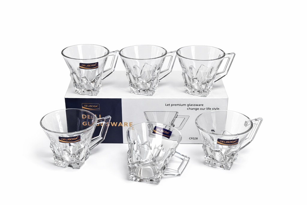 Delisoga Glass Tea Cup Set 6pcs (CRYSTAL)