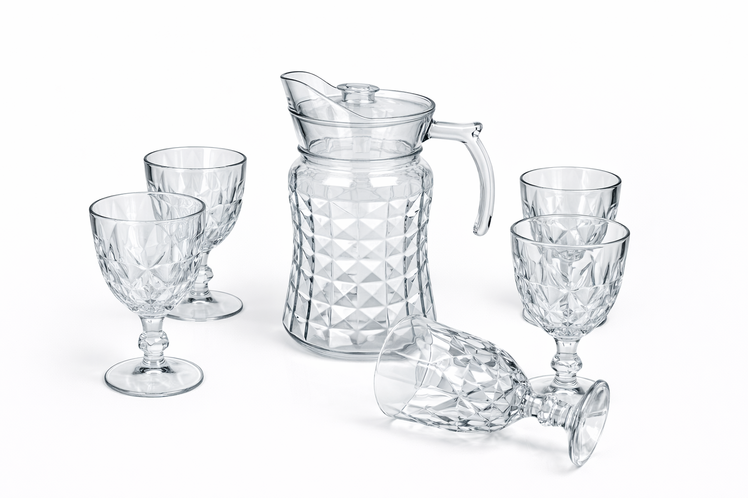 Deli Glassware - Water Jug Set with 6 Glasses 1 Jug