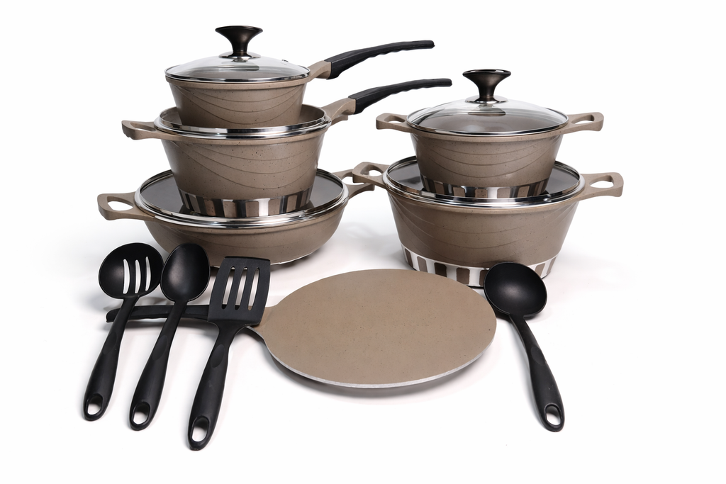 HomeAge Die-Cast 18-Piece Non-Stick Cookware Set (Nafe Series)