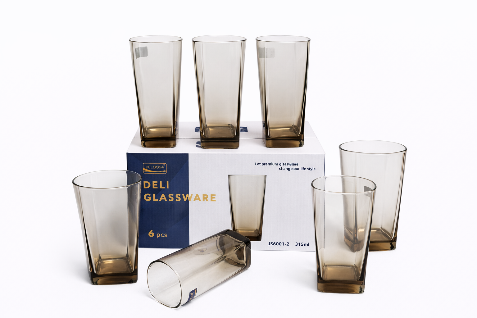 Delisoga Glass Tumbler Cup Set 6pcs