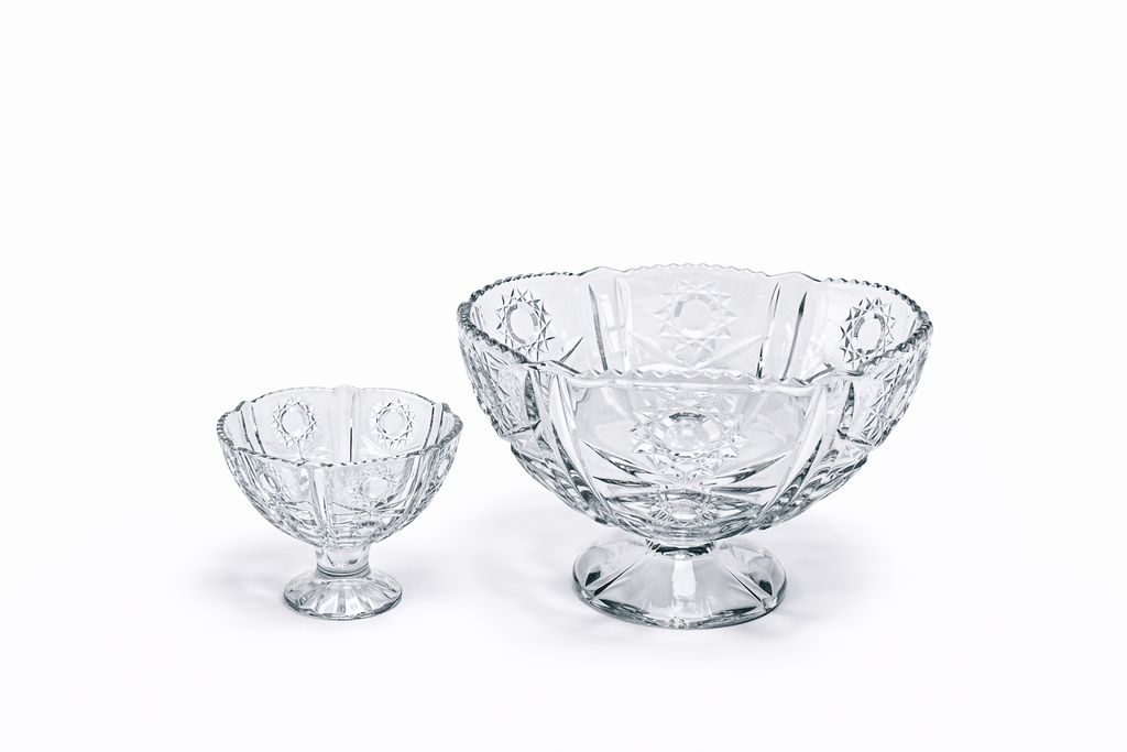 DELISOGA Glass Ice-Cream Bowls Set 7pcs 1x Large 6x Small Bowls