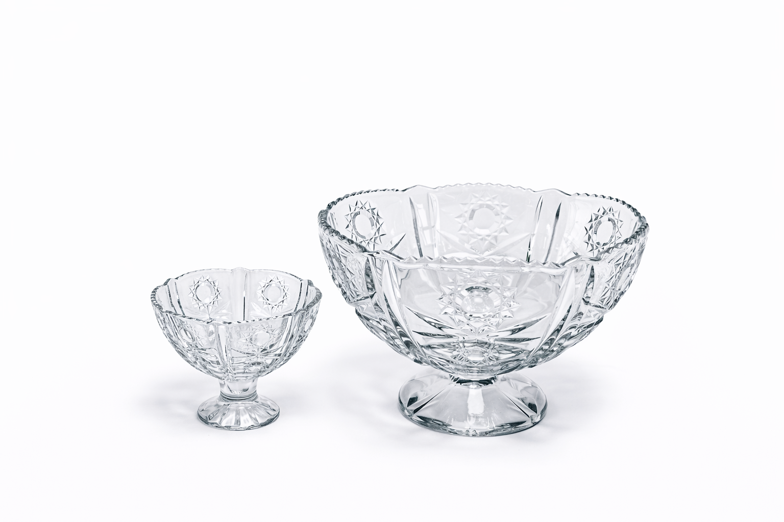 DELISOGA Glass Ice-Cream Bowls Set 7pcs 1x Large 6x Small Bowls