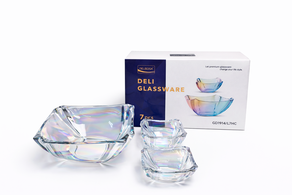 DELISOGA Pearl Glass Fruit Bowl Set 7pcs