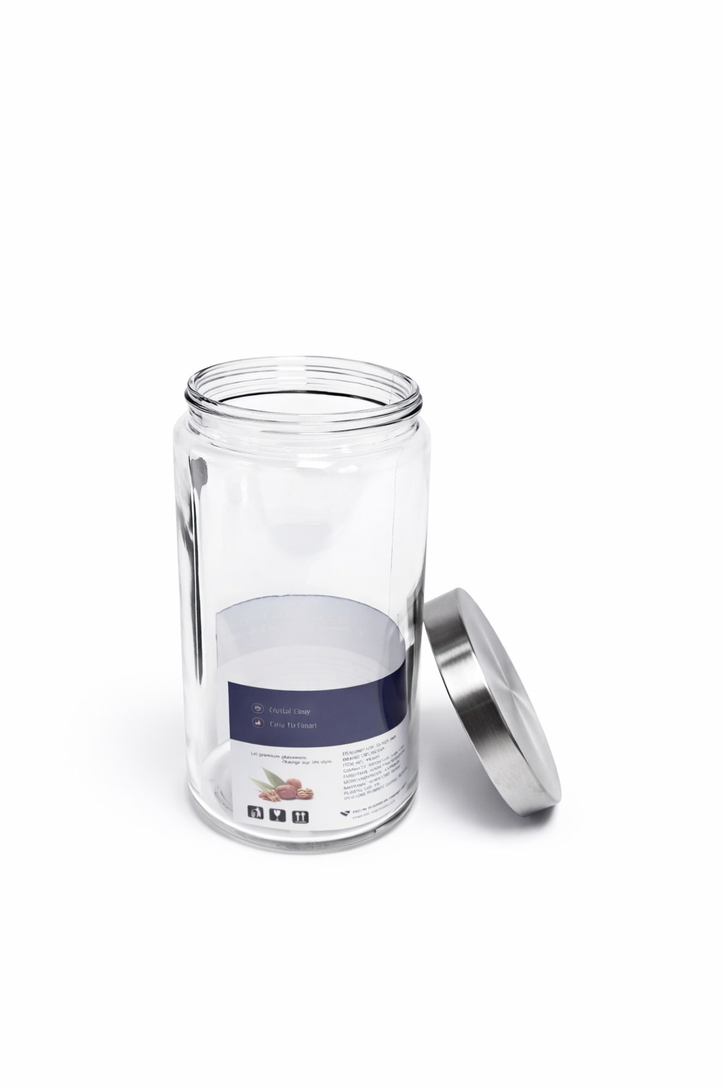 Deli Glassware Cookie Jar with Airtight Metal Lid 1.64L