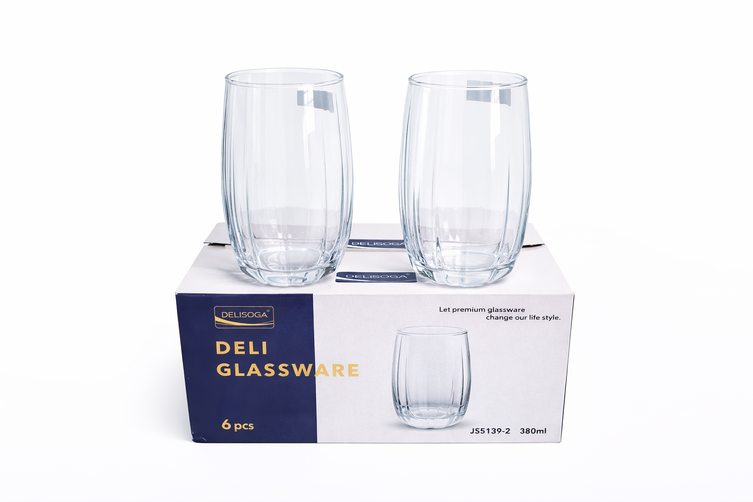 Delisoga Glass Tumbler Cup Set 6pcs