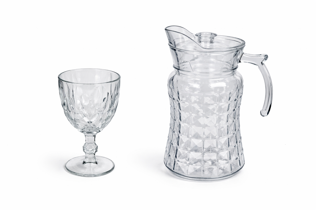Deli Glassware - Water Jug Set with 6 Glasses 1 Jug