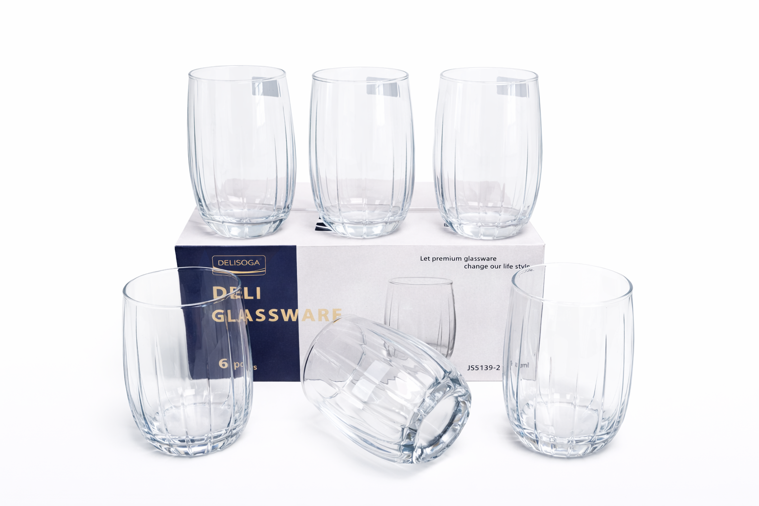 Delisoga Glass Tumbler Cup Set 6pcs