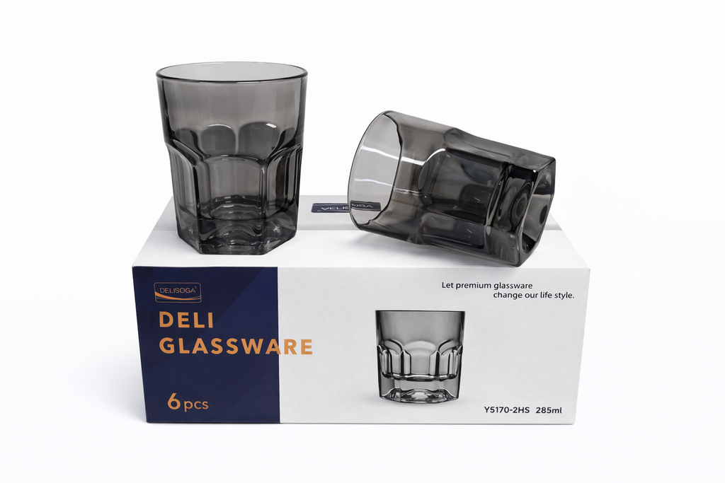 Delisoga Glass Tumbler Cup Set 6pcs (GREY)