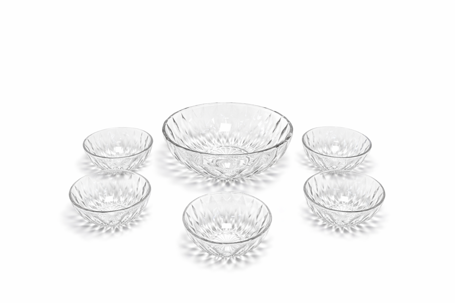 DELISOGA Crystal Textured Glass Bowl Set 7pc