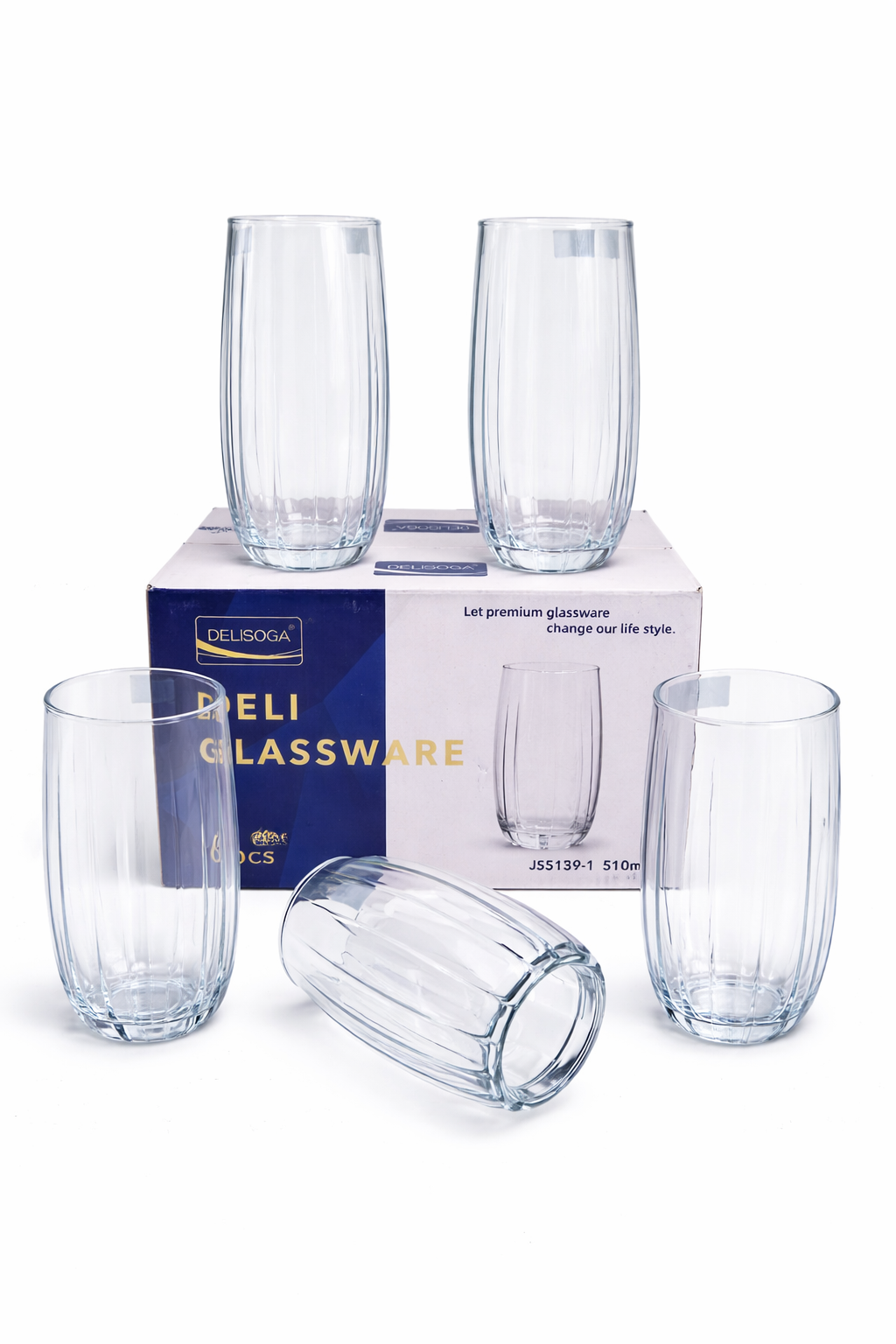 Delisoga Glass Tumbler Cup Set 6pcs