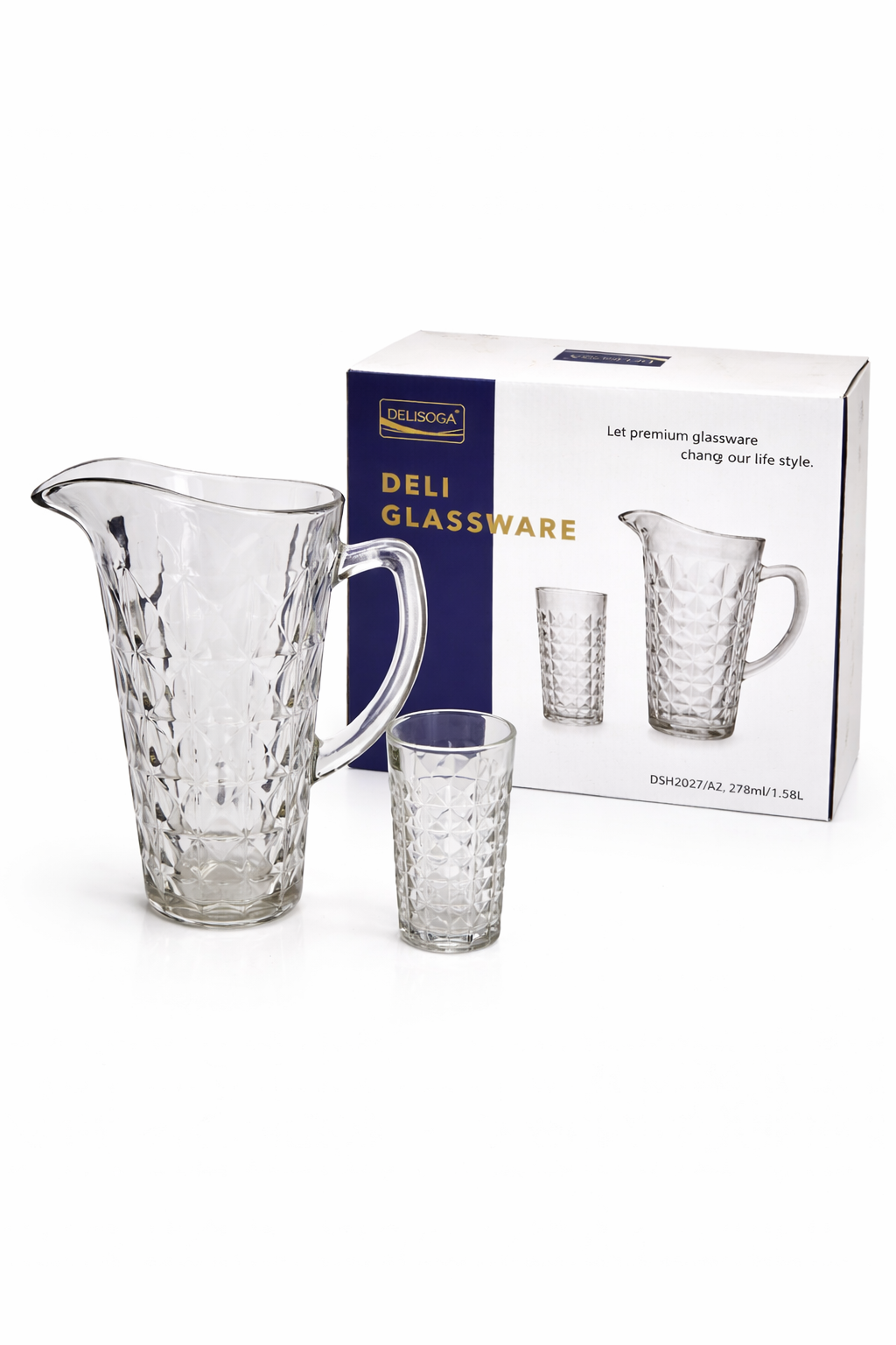 Deli Glassware - Water Jug Set with 6 Glasses 1 Jug sku?
