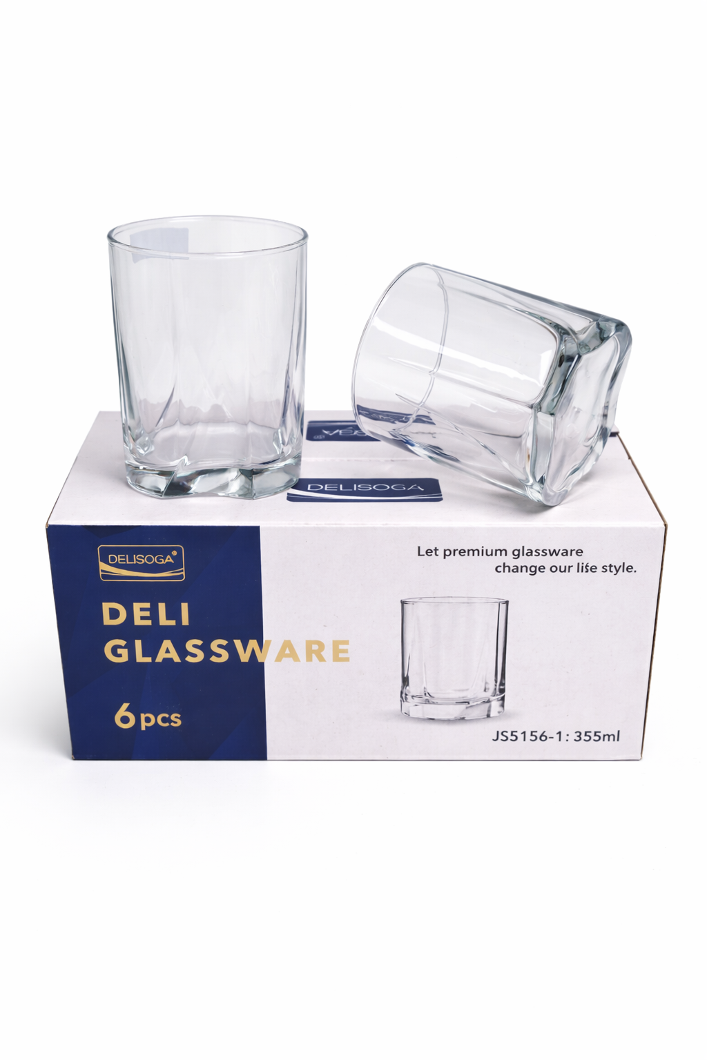 Delisoga Glass Tumbler Cup Set 6pcs