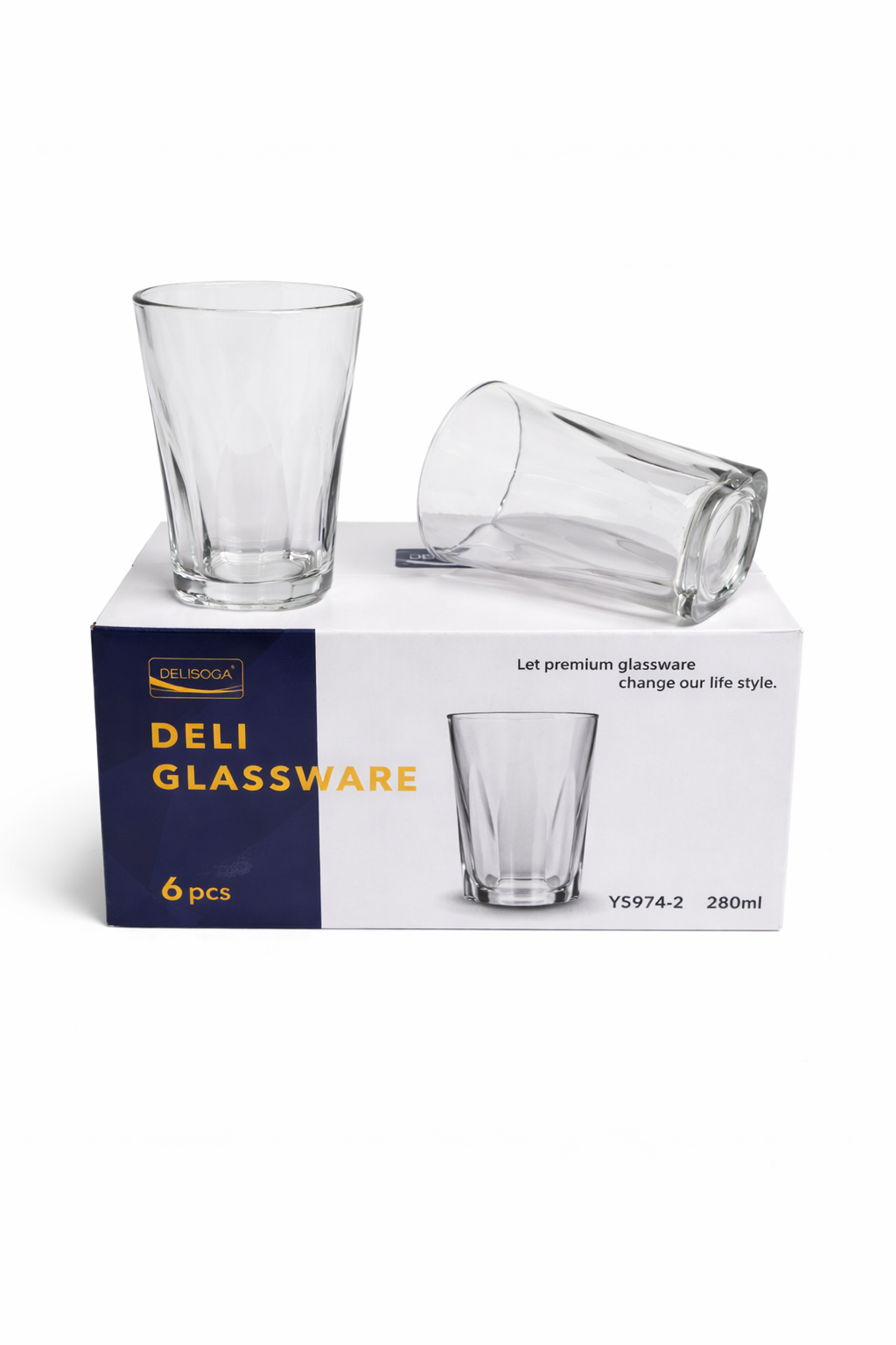 Delisoga Glass Tumbler Cup Set 6pcs