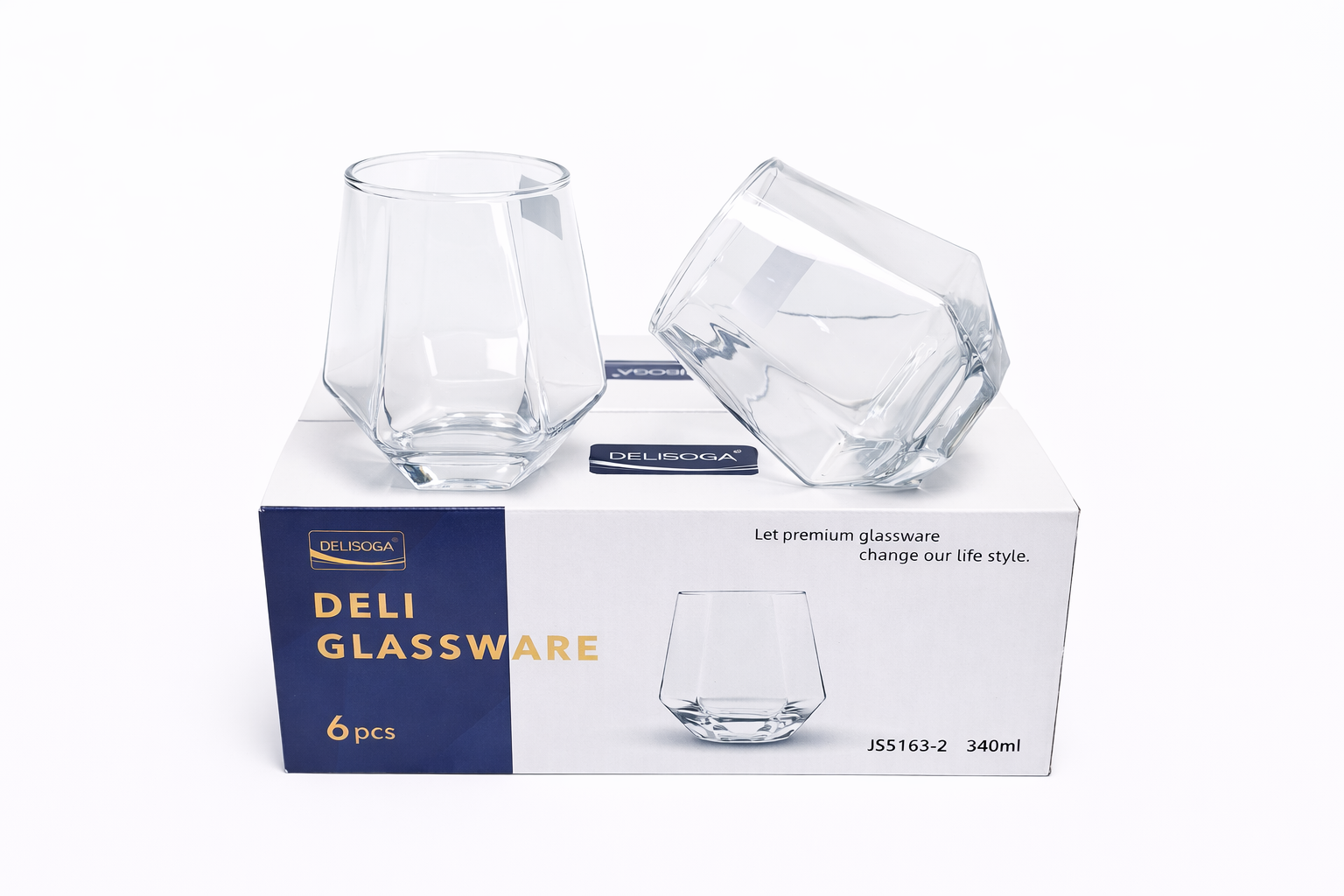 Delisoga Glass Tumbler Cup Set 6pcs