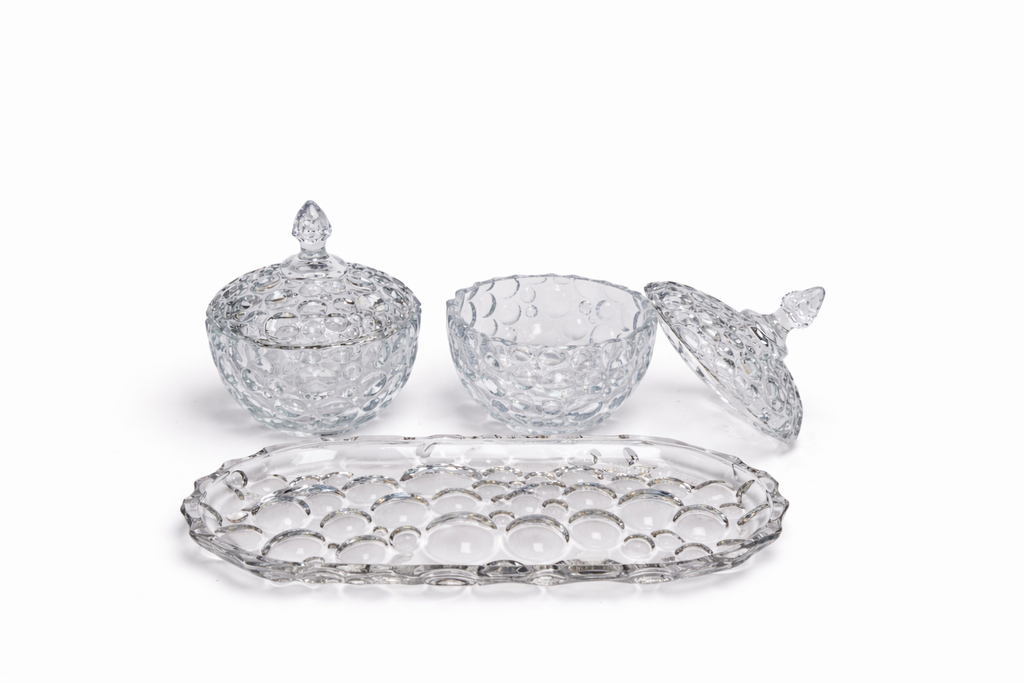 Deli Glass Candy jar set with tray