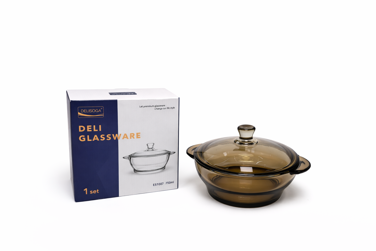 Delisoga Casserole/Donga smoked Glass Lid Transparent 750ml 1pc Capacity Premium Quality
