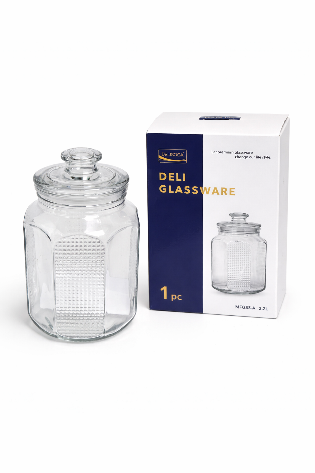 Deli Glassware Jar with Airtight Lids 2.2L
