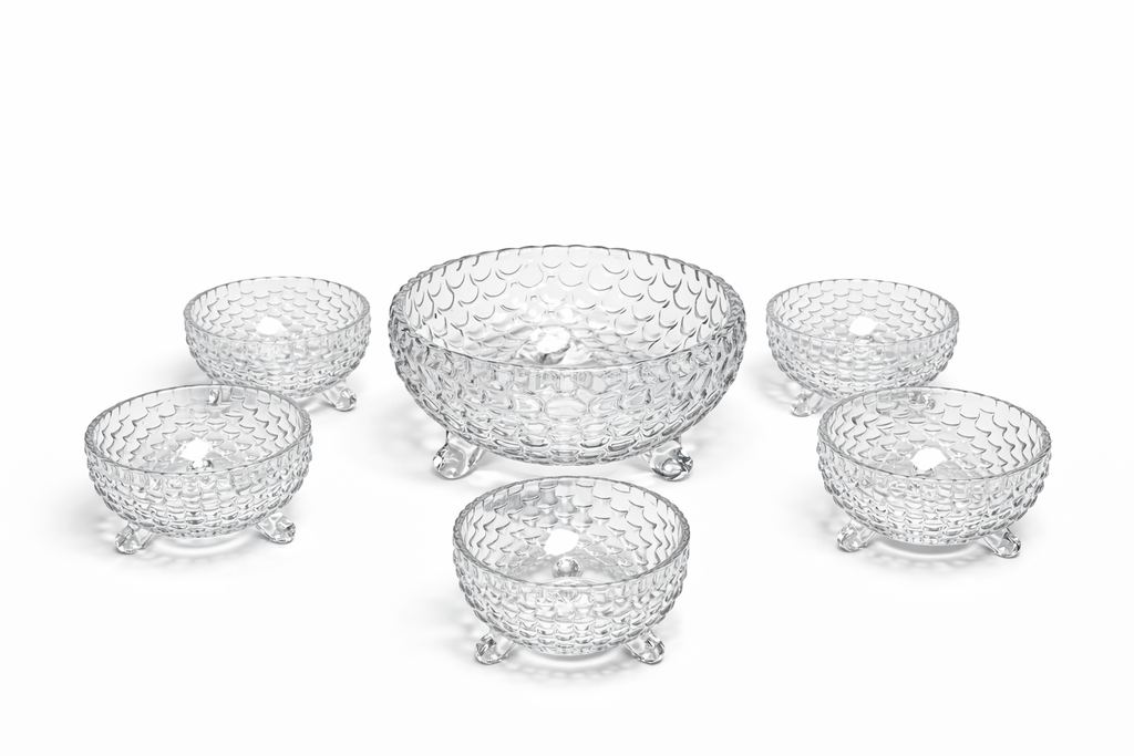 DELISOGA Textured Glass FRUIT Bowl Set 7pc